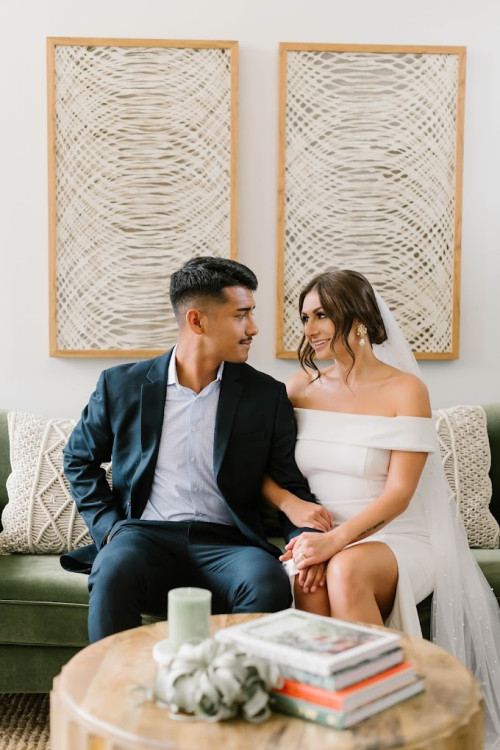 Wedding photo on couch