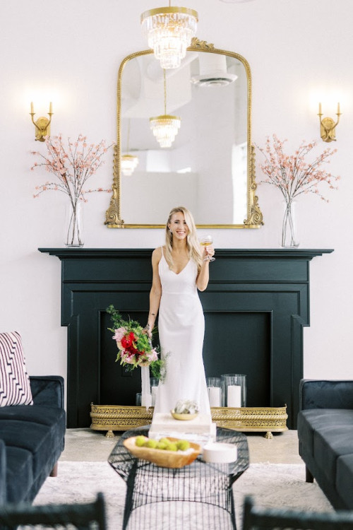 Bride holding flowers