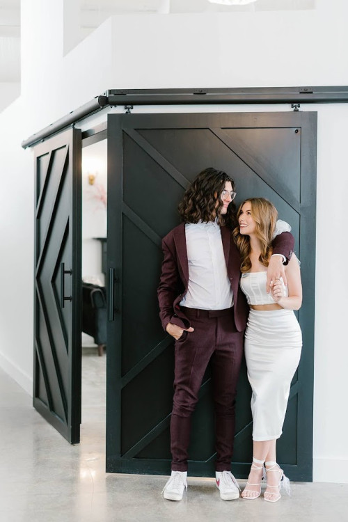 Bride and groom inside 600 East Events